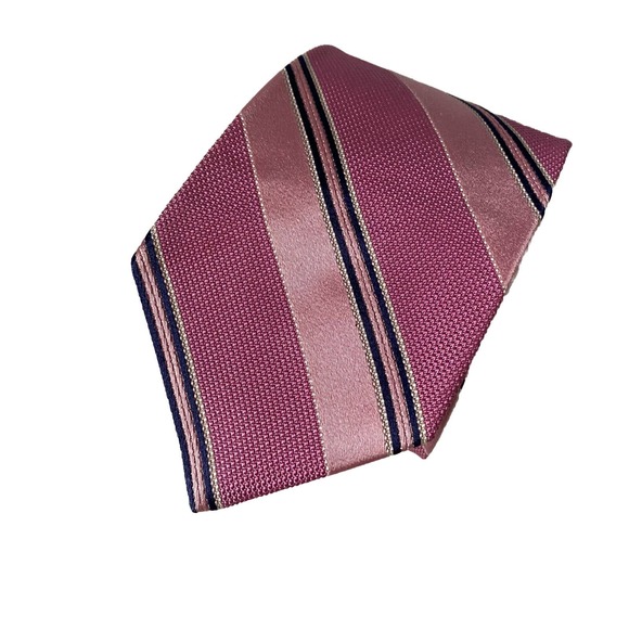 Brooks Brothers Makers and Merchants Tie Striped Pink Navy White Silk 58… - Picture 1 of 8